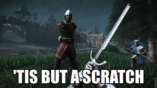 CauseWereGamerz's tweet photo. Tis but a scratch http://t.co/dox6SUNP4u