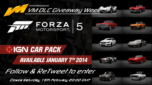 VirtualMsports's tweet photo. FREE - Forza 5 IGN Car Pack. Follow &amp; RT to be in with a chance of winning! Best of Luck! http://t.co/h9Bi1ik8DE