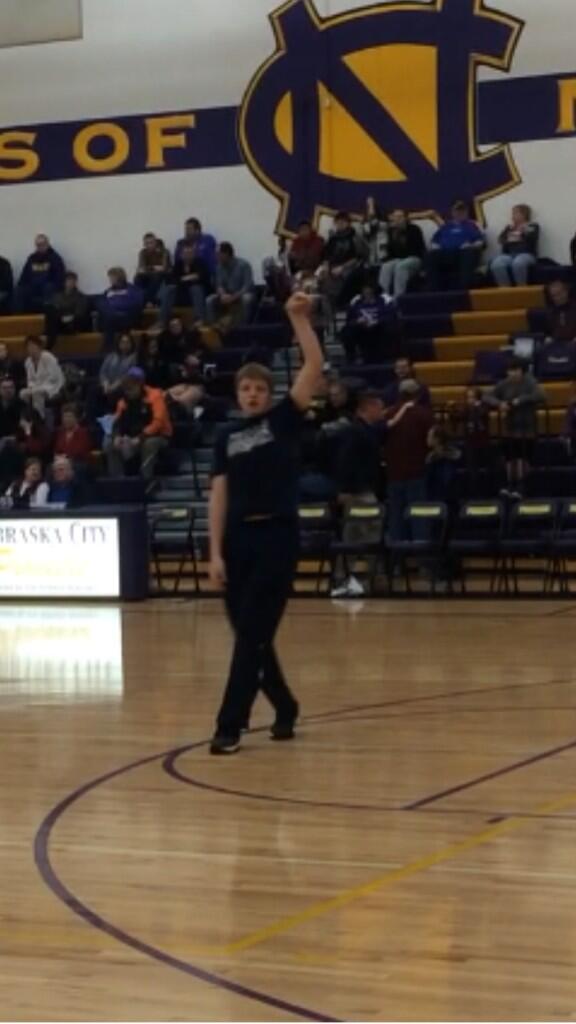 ESStormCell's tweet photo. The student manager Jaylen "J-Bo" Brill puts up 33 points during halftime at Nebraska City. http://t.co/MFceq8F2rD