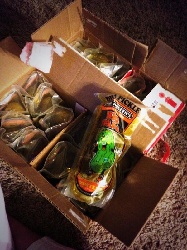 susannahsaurus's tweet photo. My BFF had 25 lbs of pickle delivered on Valentine's Day. Best. Day. Ever. http://t.co/dRK50X0Nb9