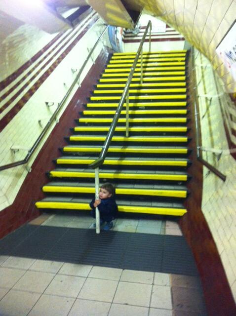 simon_reeve's tweet photo. I told my lad to #mindthegap on the #Tube / london underground. He took it a bit too far... http://t.co/XGu83KyE0Z