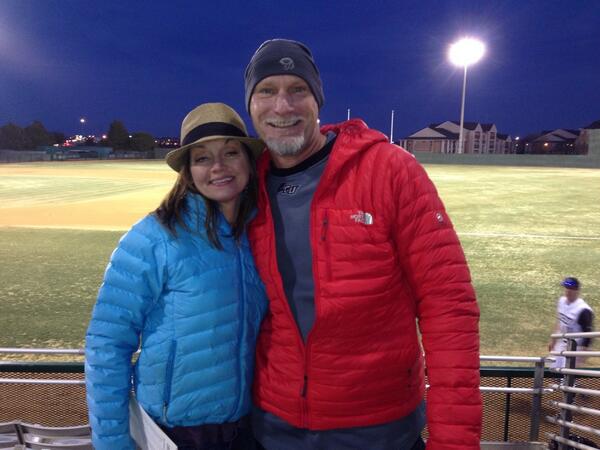 Mariners great Jay Buhner & wife Leah at the Crutch tonight watching son  Gunnar go 2-3 w/2 RBI in his #ACU debut.