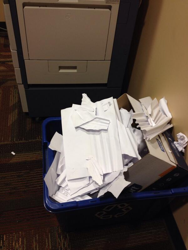 BradFolkestad's tweet image. This just happened at the intermission. #printerjam #sidproblems