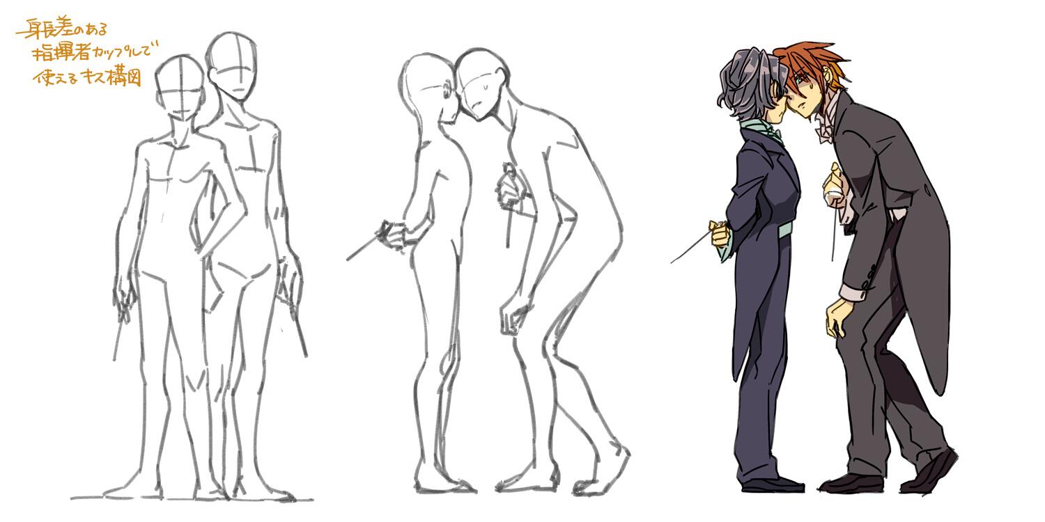 ソラボ 身長差キス構図が流行ってるって言うから 指揮者同士の ライバル感を失わないよう口以外は決して触れ合わない系の キス構図描いたよー Http T Co Sorefomxnx Twitter