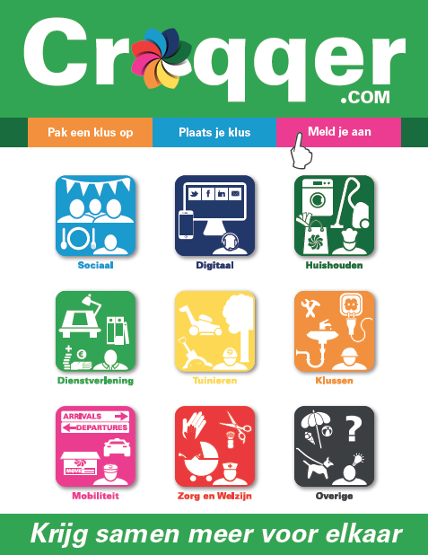 Hier de  <a href="/Croqqer/">Croqqer 💚</a> poster. Post jouw foto met poster en een glimlach op onze FB pagina &amp; win een klusser voor een dag!