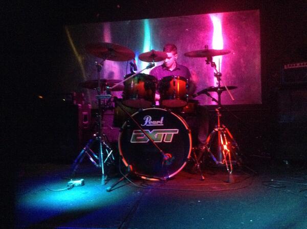 rockwithexit's tweet image. Shaun (he who hits things) doing his stuff last night at Enigma Bar . . .