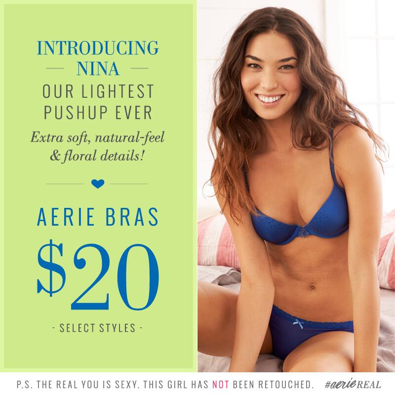 Aerie on X: Introducing our newest bra fit, Nina! Light as air with a  super soft, foam lift!  #AerieREAL   / X