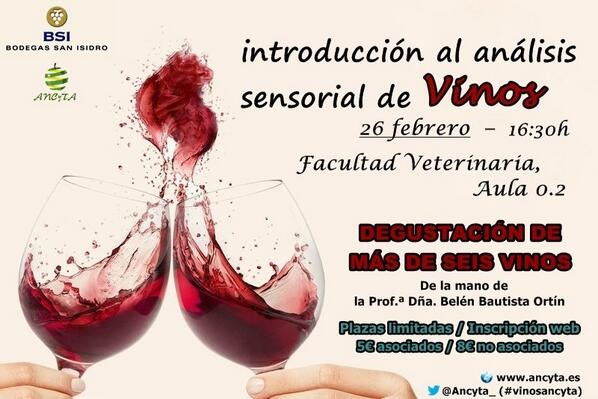 ancytamurcia's tweet photo. Seminario introducción al análisis sensorial de vinos y degustación. Miércoles, 26. Plazas limitadas. ¡Inscríbete ya! http://t.co/l6ESaN4eQC