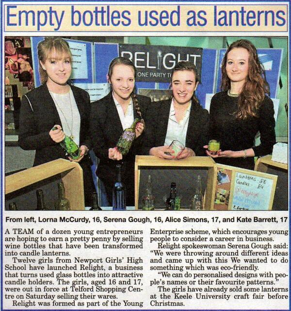 RelightYE's tweet photo. Relight was featured in the Newport Advertiser this week; "Empty bottles used as lanterns" http://t.co/To8S1mcKMd