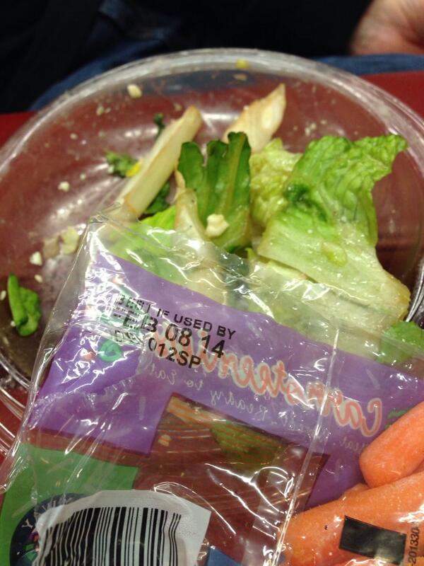 Lousy lunch at Cosi at Logan airport.  Brown lettuce and carrots with a "best buy" date from a week ago <a href="/getcosi/">getcosi</a>