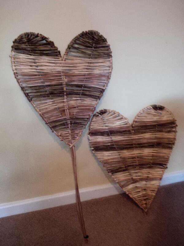 Finished work at the #willowworkshop. Stunning willow hearts by Jodie and Sue!