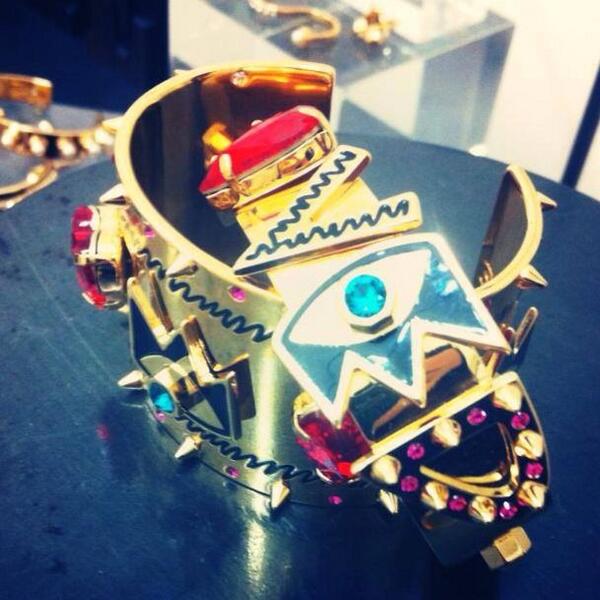 WanderingThread's tweet image. The eye is watching you... statement cuffs @MFPepe #AW14 @SomersetHouse @MercedesLFW #ethnicjewellery