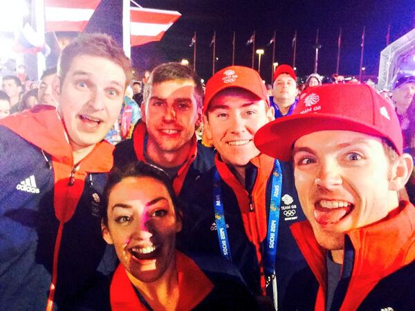 How's this for a #GBSelfie! At the medal plaza for @TheYarnold GOLD! #Sochi2014 #Olympics #OneTeamGB