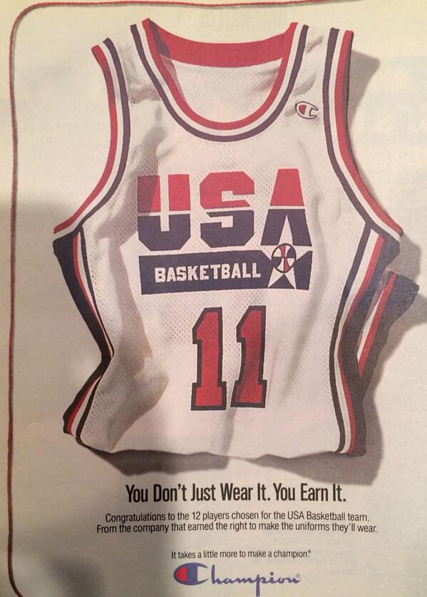 HawkeyeExec's tweet image. “@darrenrovell: Classic Ad: Champion and its Dream Team sponsorship (1992) http://t.co/BdTmC9iMQ2” shame this wasn't Zeke's jersey