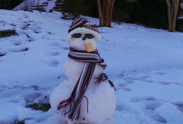 sandrashack58's tweet photo. The snow has been really stubborn but I finally made a snowman@ caseynicole5 http://t.co/G3G60yI2ru