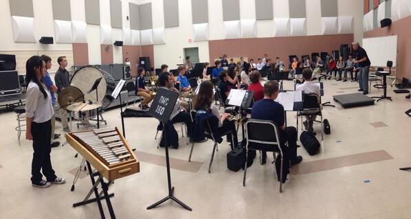 TeacherJed's tweet photo. Wind Symphony clinic with Professor LaBounty. #jdchs #UNLV #springmusictour http://t.co/ZkihtDDW0y