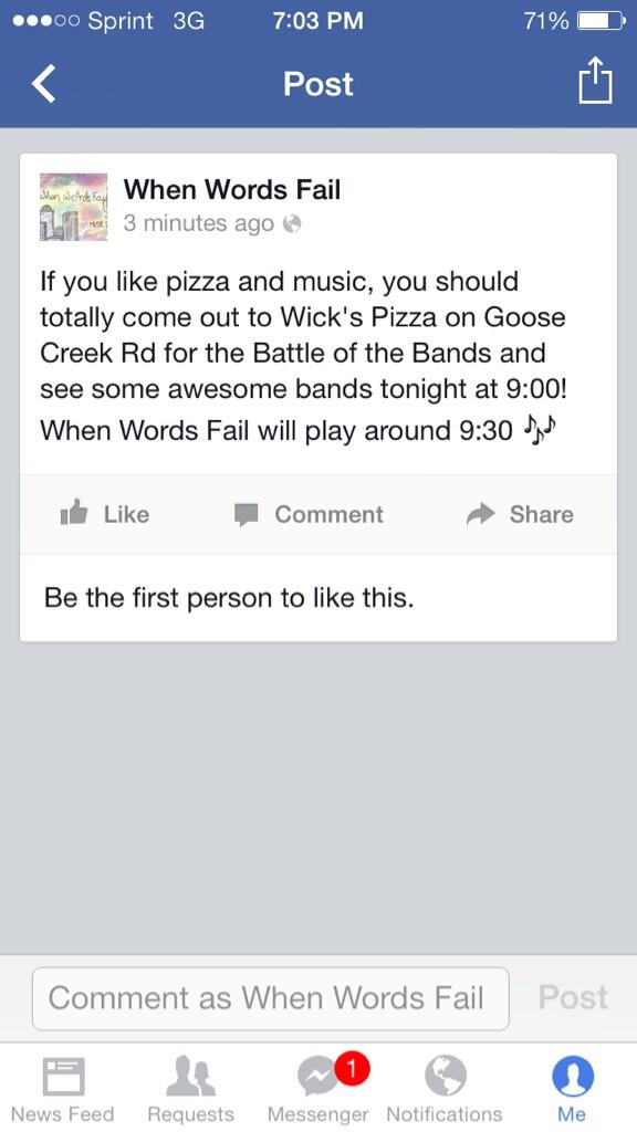 WhenWordsFail4's tweet image. Come support us guys!!