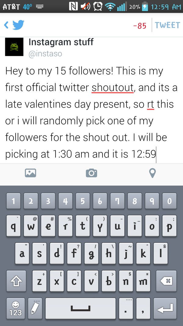 instaso's tweet photo. Hey to my 15 followers! This is my first official twitter shoutout, and its a late valentines day present, so rt this http://t.co/2bXfcv7gw6
