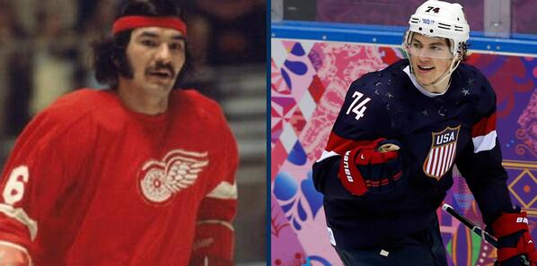 NBCOlympics's tweet photo. #TJSochi: T.J. Oshie’s 2nd cousin is Henry “The Chief” Boucha, who won a silver medal w/#TeamUSA at the 1972 Games: http://t.co/JlnFghjCuC