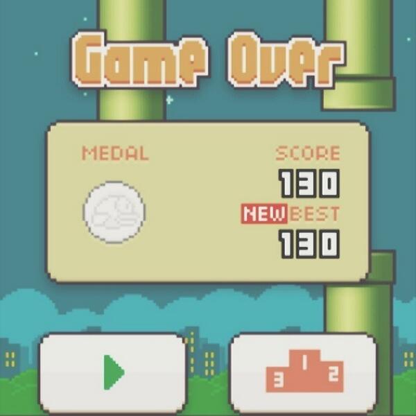 FIappyBirdFans's tweet image. ⓒ Holy frick, I got 130 🙊🙈Which I think is still noob, but I'm still happy 🙉✨🙆💁💕 #flappybird #androidversion #130...