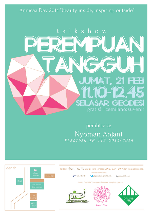 Coming soon at Annisa Day: "Perempuan Tangguh" with <a href="/nyomanjanii/">nyoman anjani</a> . 21 Feb 2014. Ditunggu :) <a href="/annisaaitb/">Annisaa Gamais ITB</a> <a href="/GAMAISITB/">GAMAIS ITB</a>