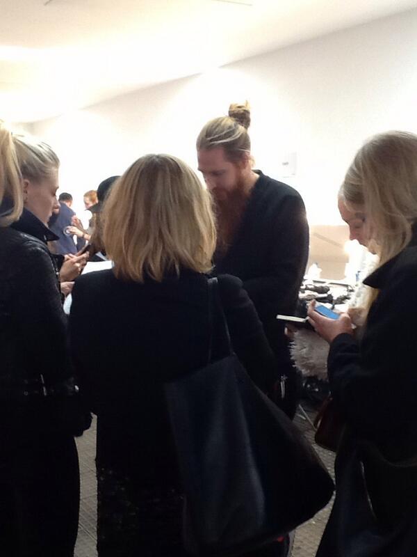 VS_Sassoon's tweet photo. Talking to the beauty media backstage #LFW http://t.co/qbD0V8VVaD