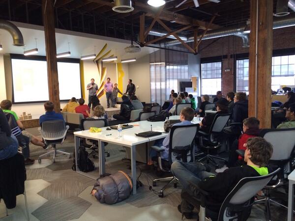 TMobileAccel's tweet image. The #CodeDayKC students are presenting their work from the last 24 hours.