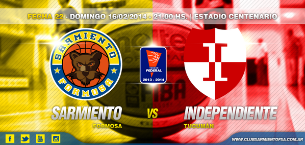 ★★★ SARMIENTO VS INDEPENDIENTE ★★★ • Domingo 16 de Febrero, 2014. • 21.00hs. • Estadio: Centenario.