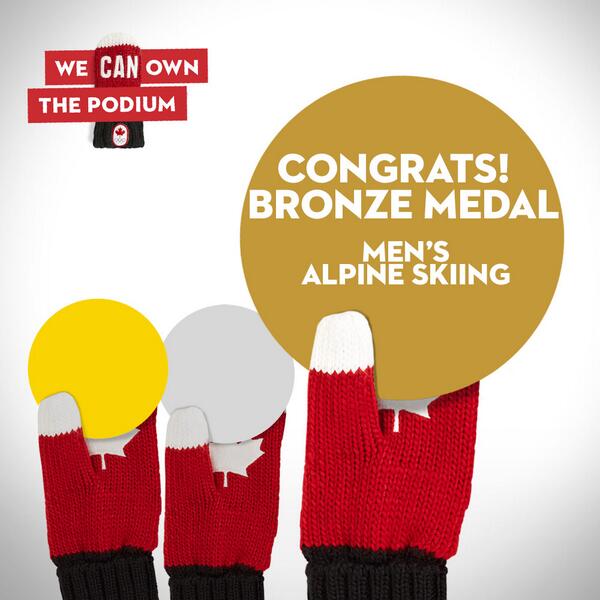 hudsonsbay's tweet photo. The first Canadian alpine skiing medal in 20 years.  #WeAreWinter #HBCOlympics #GoCanadaGo http://t.co/tzT0Iyp4FP