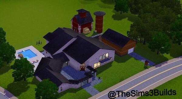 TheSims3Builds's tweet image. Big house on the farm #thesims3builds #thesims3 #sims3 #simscreations #farm #mansion #coolhouse