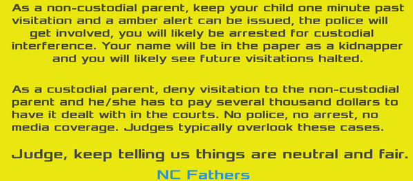 NCFathers's tweet photo. @MikeWoodard Why is this reality in 2014 in #NC? Why not empower both parents? #ncga #ncpol http://t.co/cxdrZGMS8K