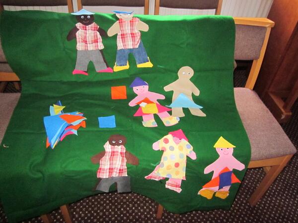 Messy Church was fun today, we thought about 'Our Families'.  Bookmarks, mobiles, picture frames, &amp; giant fuzzy felt