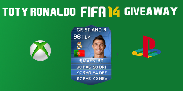 BFUTC's tweet photo. TOTY RONALDO Giveaway! Enter here: http://t.co/FhvLXRP7y7 . Buy your FIFA 14 Coins and get 200% more chances to win! http://t.co/amIWfPXDIN