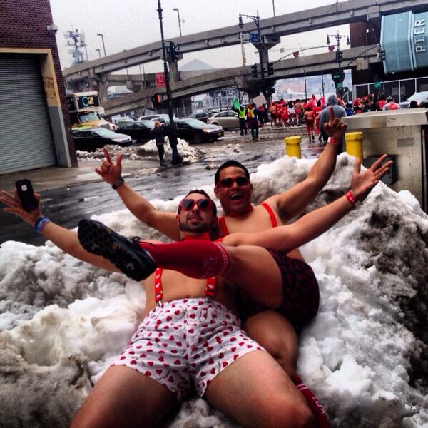 Khrizt's tweet photo. Emerson and I @ Cupid's Undie Run NYC http://t.co/myJfqHvpXo