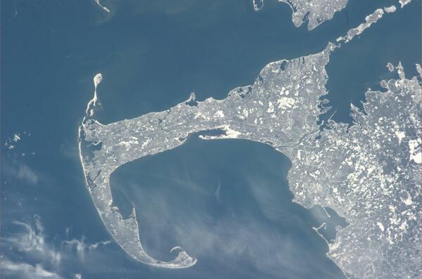 Flew over Cape Cod, Massachusetts this evening.  Looked icy and cold from up here.