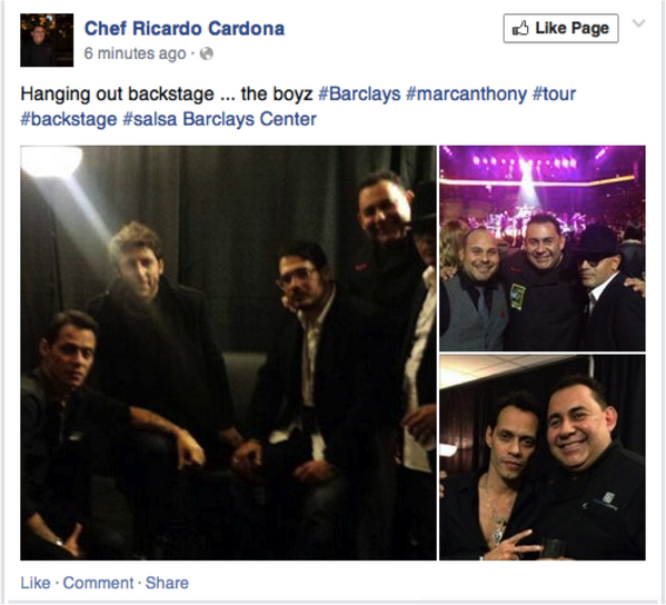 ChefRCardona's tweet photo. Hanging out #backstage #theboyz #‎Barclays #‎marcanthony #‎tour #salsa @barclayscenter http://t.co/YJvbnjOro5