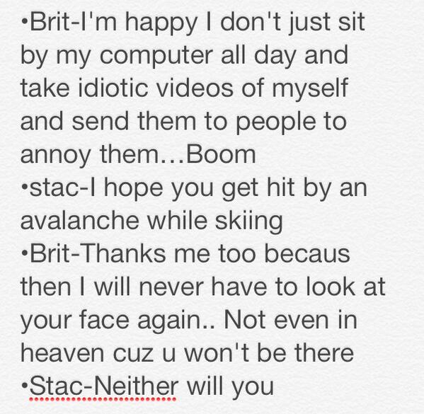 britandstac's tweet image. *Stac sends snapchat videos of her singing songs and is texting Brit* #staceyfightsback #teambrit #teamstac