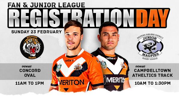 WestsTigers's tweet photo. We're running a Junior League Rego &amp; Fan Day this Sunday at both Concord AND Campbelltown! http://t.co/r0bkLVh8OI http://t.co/H2WmExH846