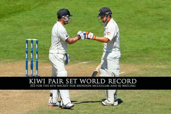 Congratulations to <a href="/BLACKCAPS/">BLACKCAPS</a> Brendon McCullum and BJ Watling on their achievement today. #NZvIND
