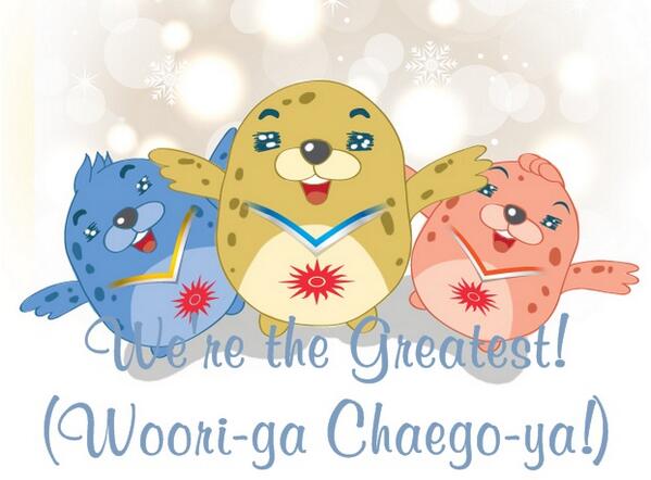 incheonAG2014en's tweet photo. [#LearnKorean]우리가 최고야! Woori-ga Chaego-ya! We're the Greatest! #SupportMessage for all #Sochi2014 athletes! #CheerUp! http://t.co/LYm2hnkenO