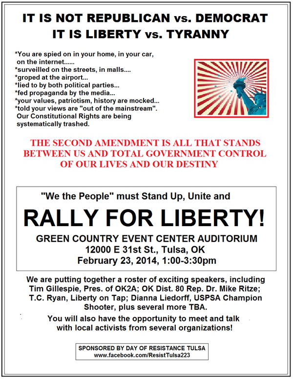 RedNationRising's tweet photo. Join #RepRitze #SenatorDahm #TimGillespie & 1000s of Patriots Feb23rd Day Of Resistance! @TWShannon #RedNationRising http://t.co/3gQns2pI8x