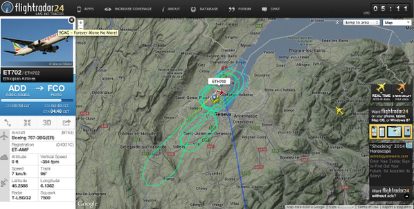 HannahRScott's tweet photo. #ET702 (#ETH702) flight path into Geneva. No word on asylum demands yet. http://t.co/vc2832qUb8