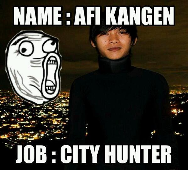 Nama: afi kangen, job: city hunter. Cc: <a href="/afiyulianputra/">Afi Yulian putra</a> :D
