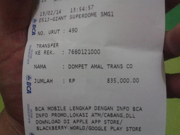 Bantuan ketiga kami serahkan untuk korban Sinabung 835.000,- (rekening BCA a/n Dompet alam Trans Co. Rek:7660121000)