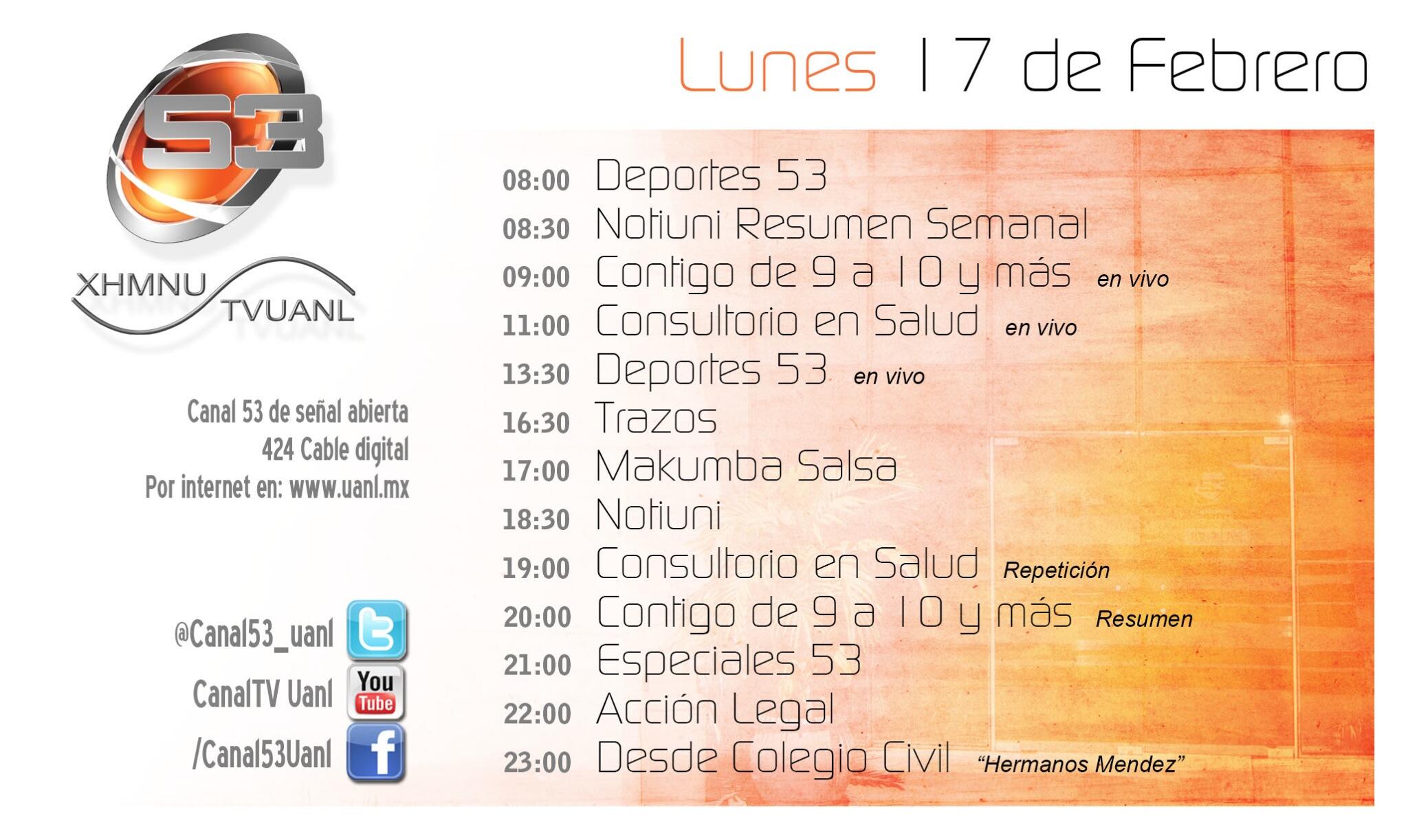 Canal 53 Uanl on Twitter "Esto es parte de lo que podrás ver durante