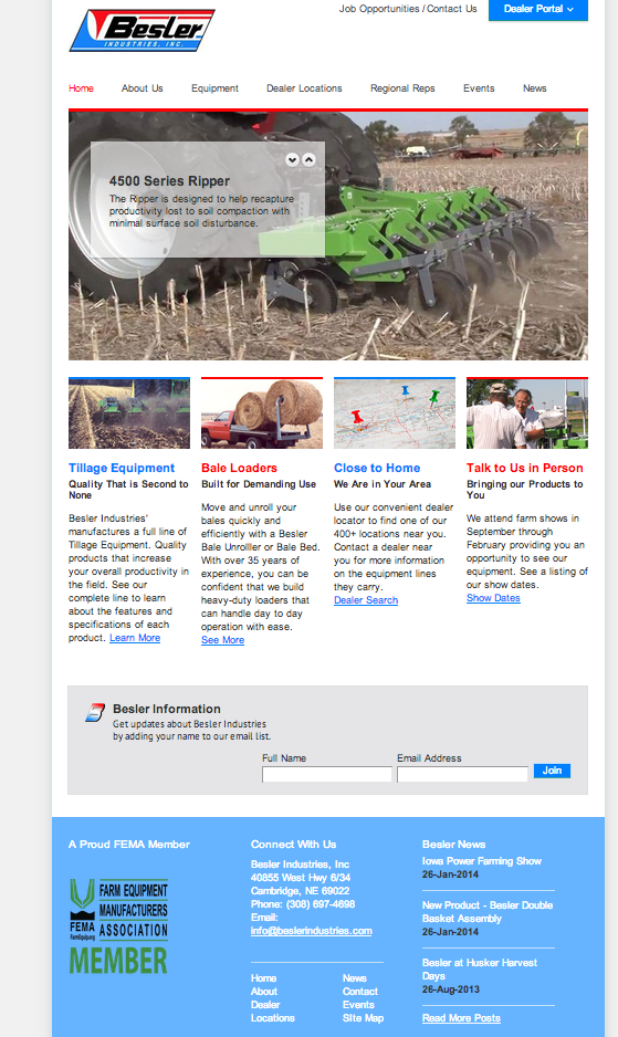 acmeprint's tweet photo. The new improved http://beslerindustries website by @mcbeezweb Everything Besler is here. #websites #tillage #balers http://t.co/z9kIBsZsNQ