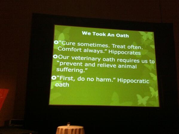 DrMartyBecker's tweet image. Why should veterinarians create #FearFree practices? We took an oath. #WVC2014