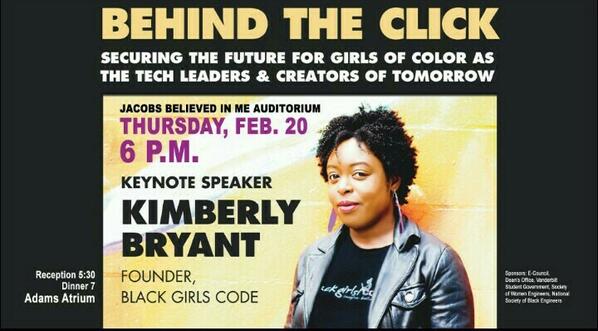 VU_NSBE's tweet photo. It's E-Week, guys!
Thursday check out keynote speaker Ms. Kimberly Bryant, founder of Black Girls Code!
#vandy #eweek http://t.co/M7orVYqS4G