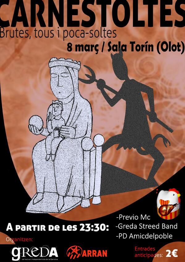GREDA (@gredagarrotxa) on Twitter photo Ens ajudeu a fer-lo córrer? El 8 de març #CarnestoltesOlot a la <a href="/TorinOlot/">Sala El Torín</a>: Previo, <a href="/GredaStreetBand/">Greda Street Band🎗</a> i <a href="/GilbertOlot/">Gilbert</a>. Ens ajudeu a fer-lo córrer? El 8 de març #CarnestoltesOlot a la <a href="/TorinOlot/">Sala El Torín</a>: Previo, <a href="/GredaStreetBand/">Greda Street Band🎗</a> i <a href="/GilbertOlot/">Gilbert</a>.