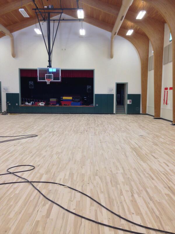 _CreativeSport's tweet image. Woodland Hill Montessori School gym after sanding. Donated by @_Creativesport #giving back @NAISnetwork